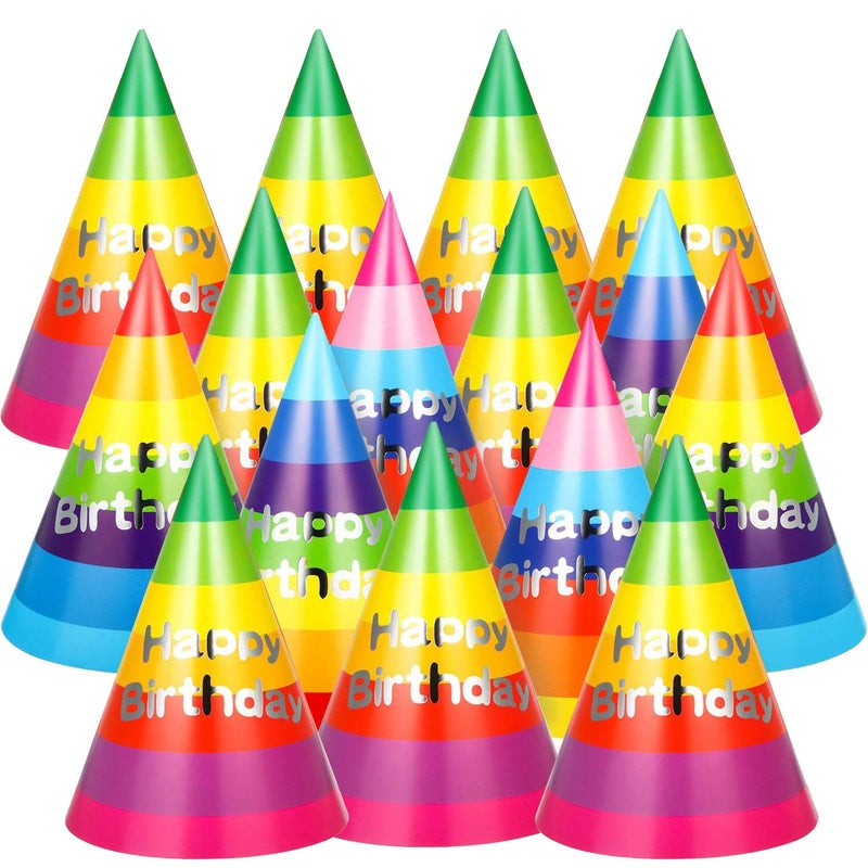 Rocutus Rainbow Birthday Party Hats  30 Pieces (RT-JNBGVFTGY) - Image 1